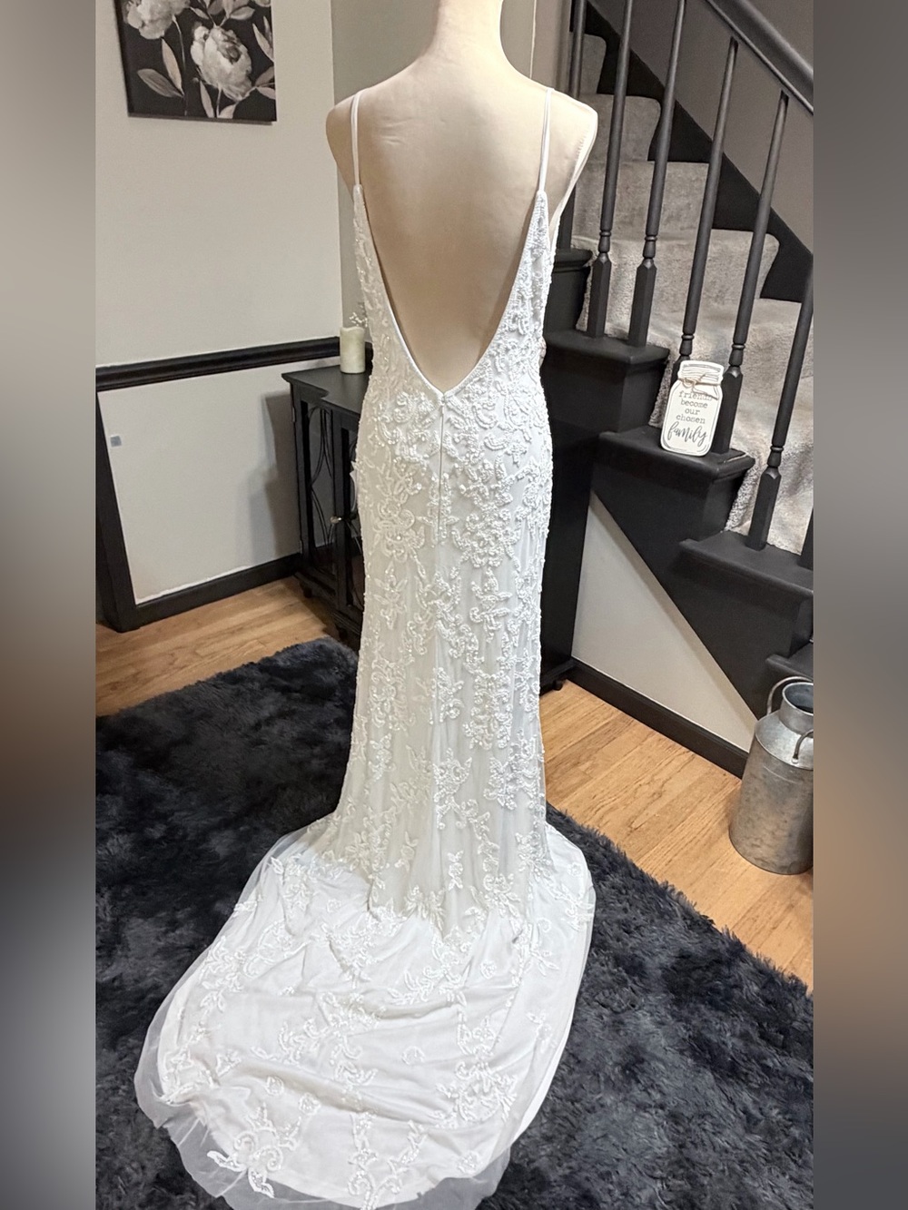 NWT Everlasting Passion Lulus White sequin beaded backless wedding gown Medium - Picture 4 of 10
